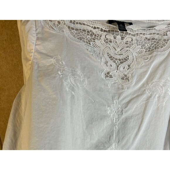 Lauren Ralph Lauren Women's M Top White Lace Sheer Cottage Core Long Sleeve - Picture 7 of 12